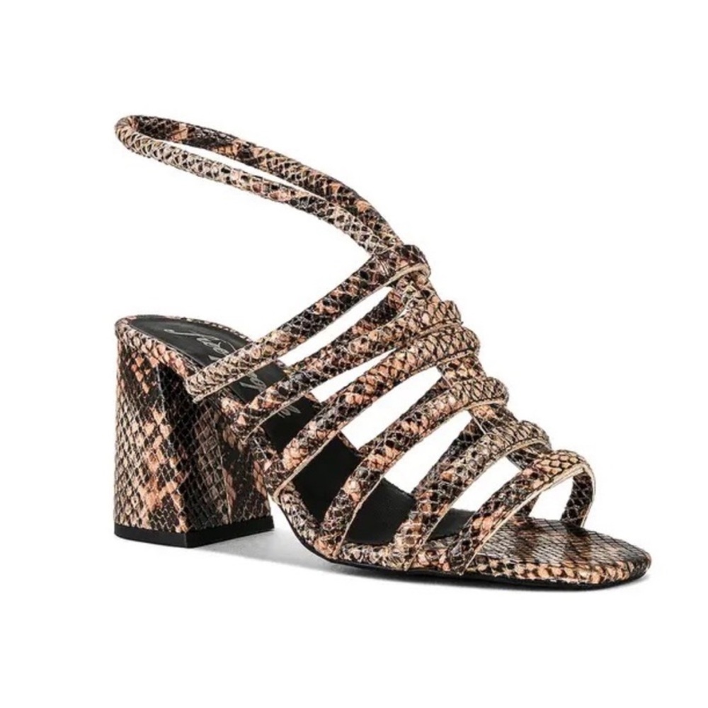 Free People Colette Snakeskin Genuine Leather Block Heel Sandal SZ 38